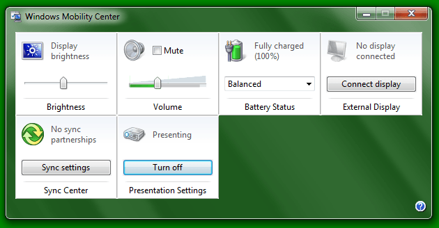 Presentation Settings in Windows 7 or Windows 8