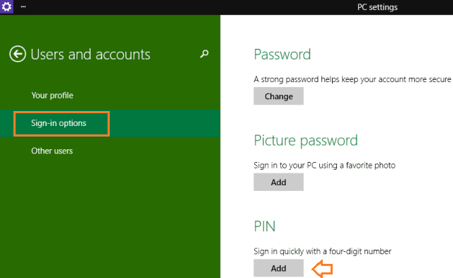 create a pin to log in