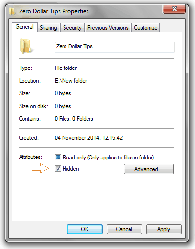 how to hide a folder on windows 7