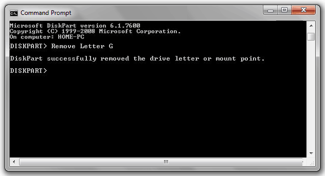 how to hide drives in windows 7 using command prompt