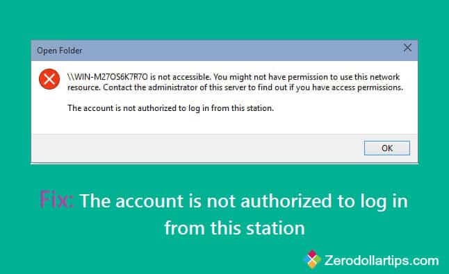 the account is not authorized to log in from this station