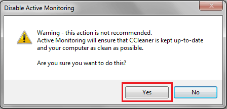 disable ccleaner alert