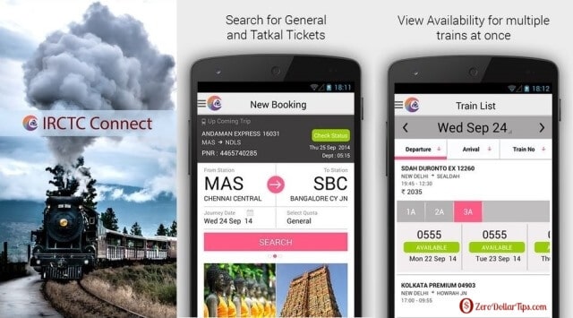 book railway tickets using irctc connect android app