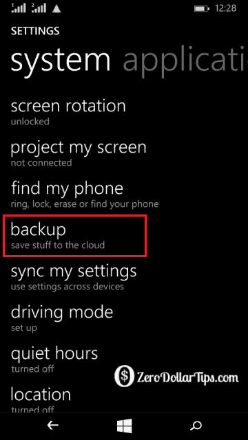 how to back up microsoft lumia 535