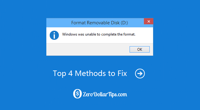 how to fix "windows was unable to complete the format” error