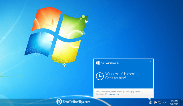 remove get windows 10 app icon from windows 7/8.1 taskbar