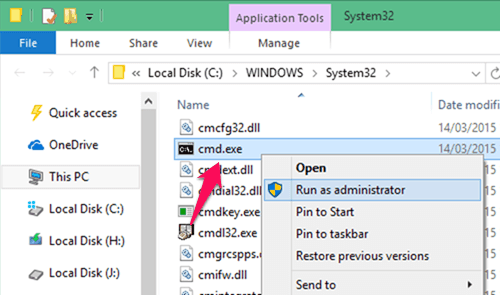 administrator command prompt windows 10 file explorer