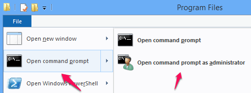 run command prompt as administrator from windows 8 file explorer