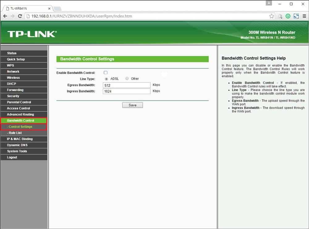 tp link router bandwidth control