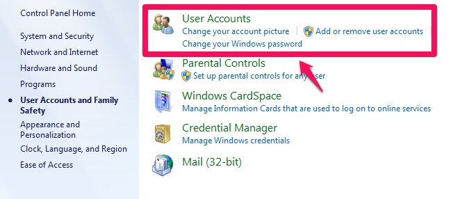 user accounts windows 7