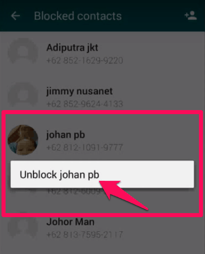 unblock whatsapp contact
