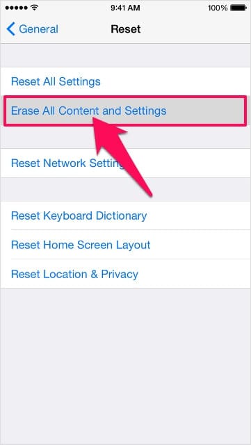 iphone factory reset options