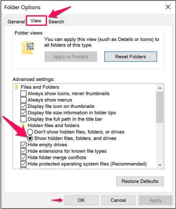 folder options windows 10