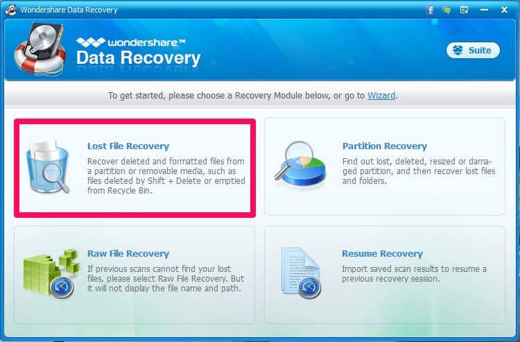 wondershare data recovery