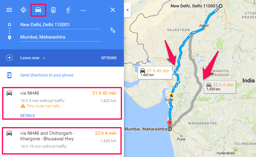 Google maps distances between places - lokasincams