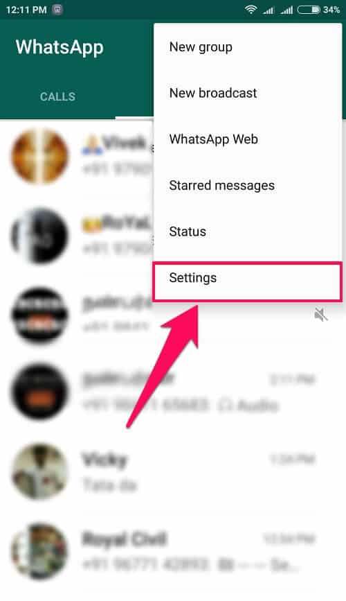 whatsapp settings android