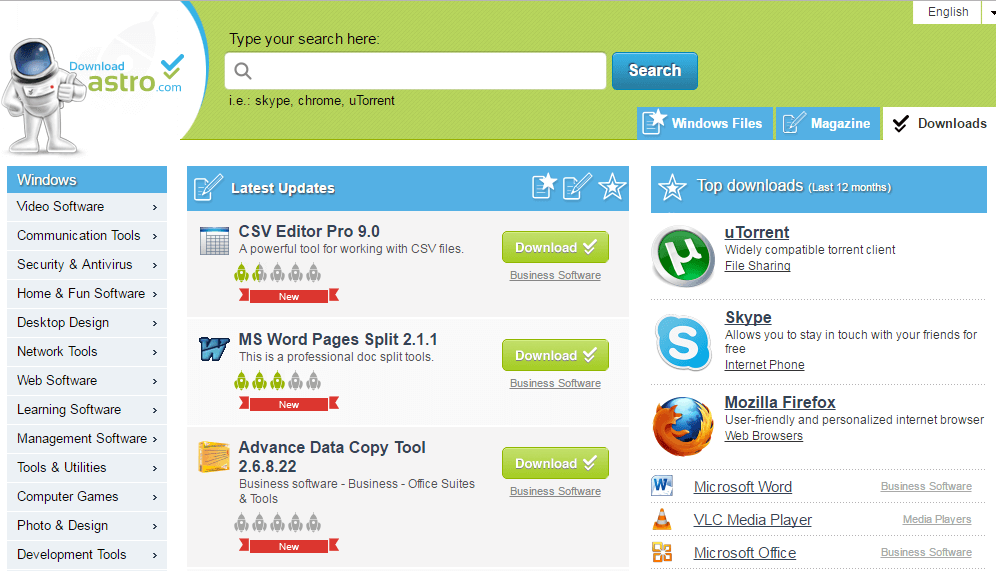 Computer software download sites