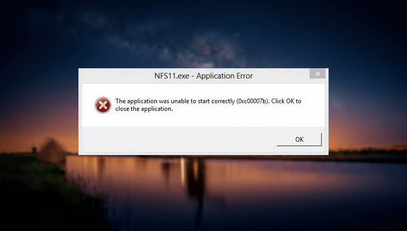 the application was unable to start correctly 0xc00007b