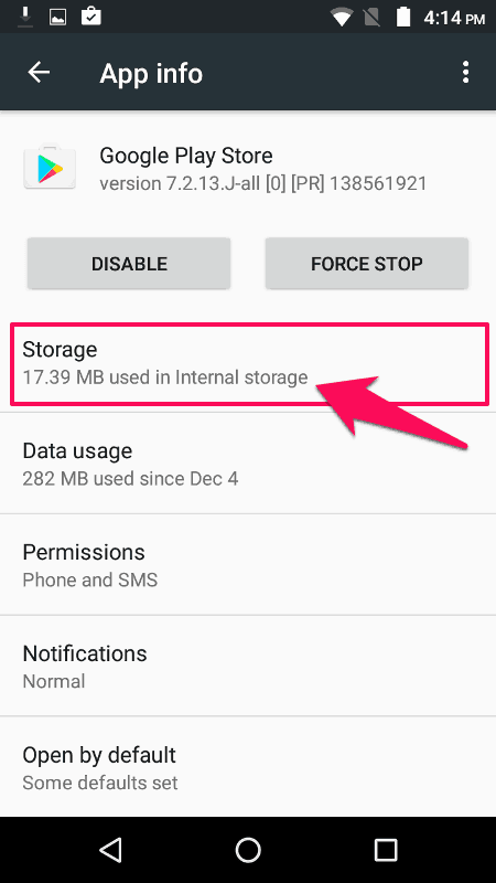 google play store storage