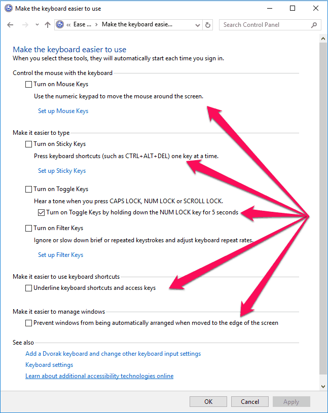 change keyboard settings in windows 10