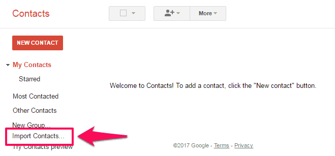 imported contacts in gmail