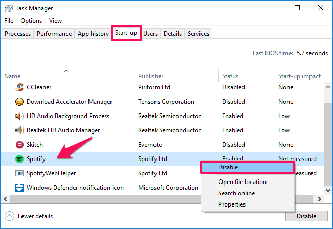 how to stop spotify from opening on startup windows 10
