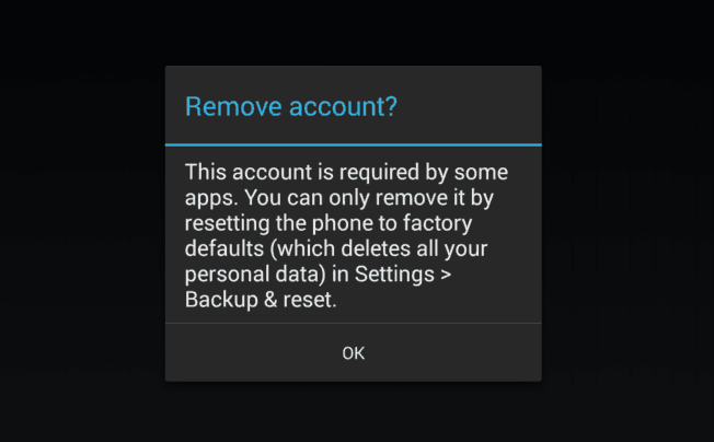 remove google account from android