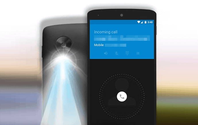 turn on flashlight notification on android