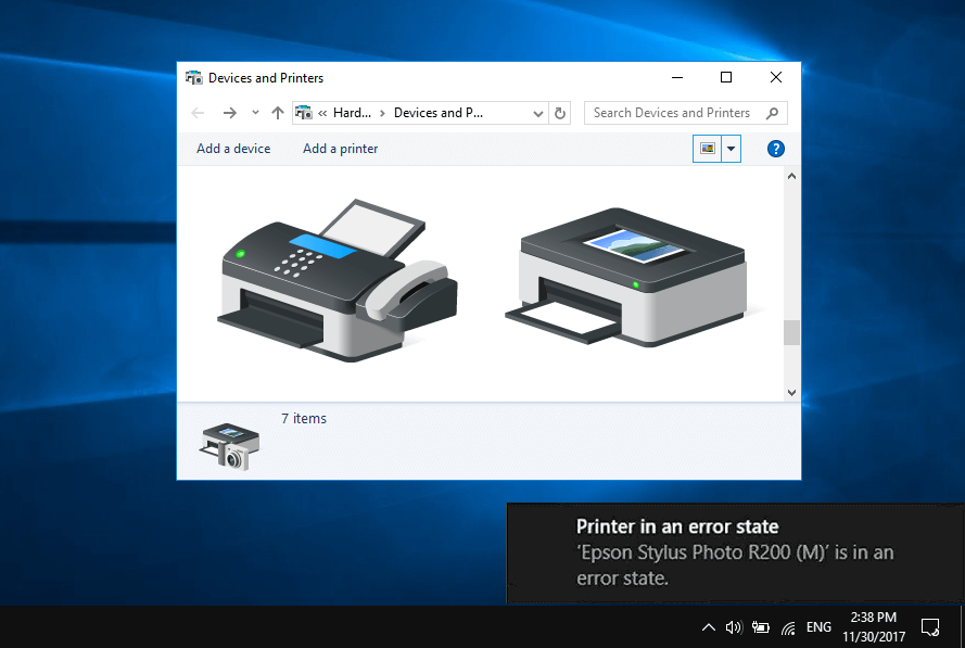 how to fix printer in error state on windows 10