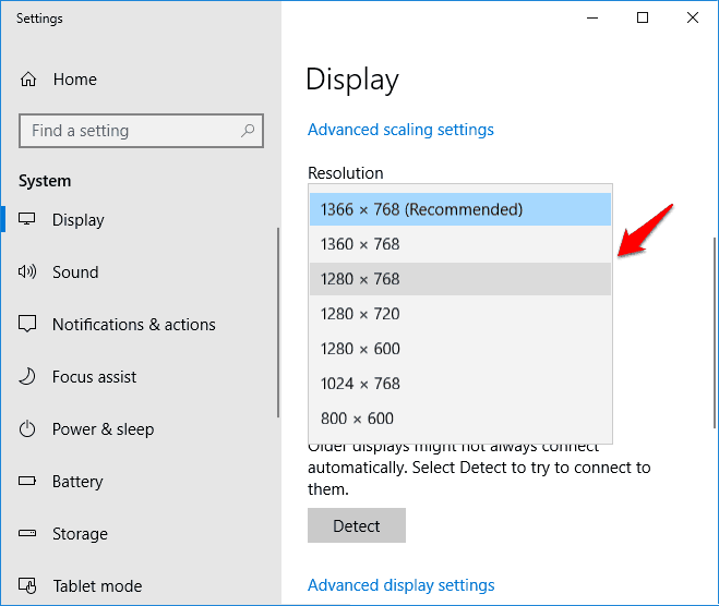 how to change screen resolution in windows 10