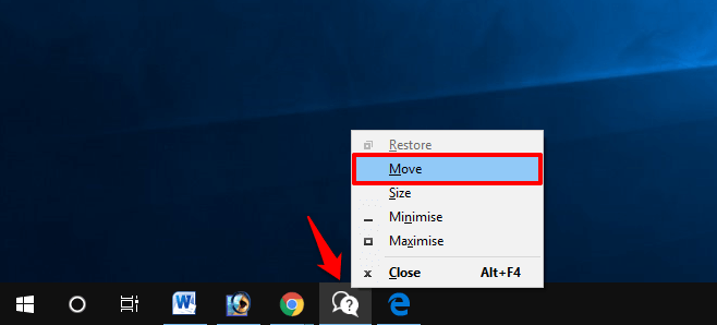how to move a window that is off screen in windows 10