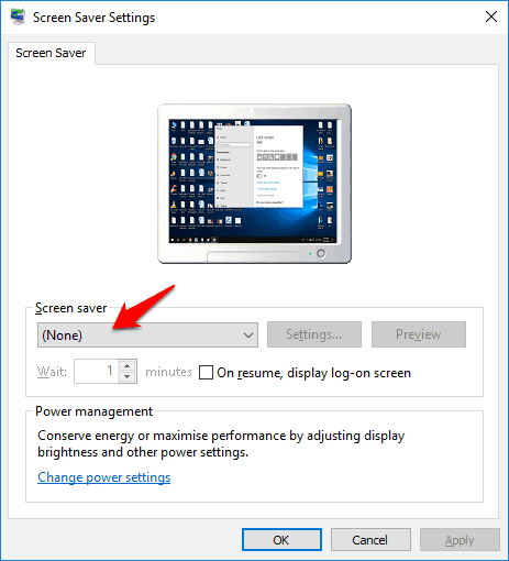 disable screensaver windows 10
