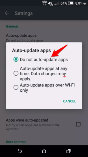 do not auto update apps