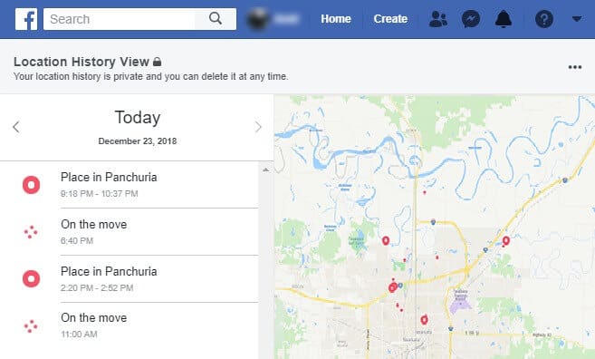 facebook location history