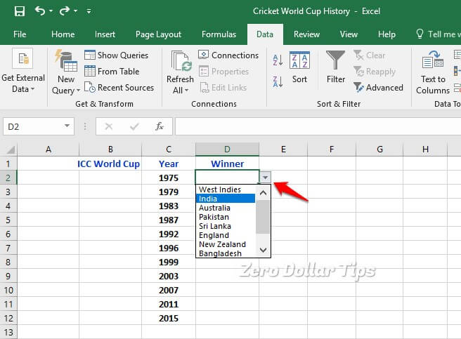 how to create drop down list in excel 2010