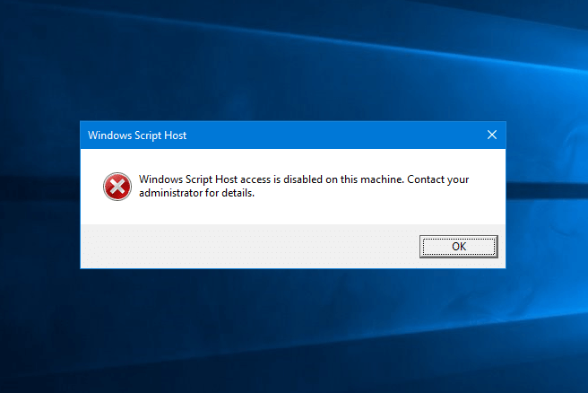 windows script host access is disabled on this machine