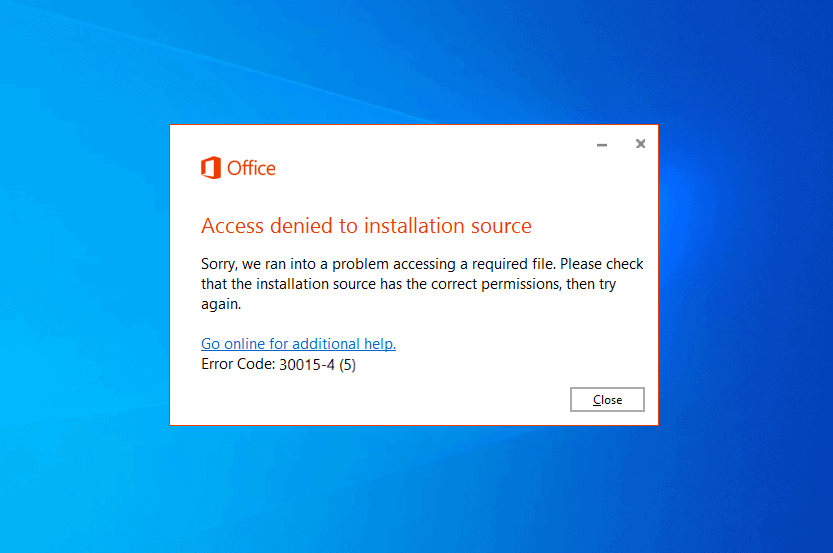 office access denied to installation source