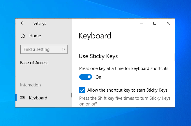 can't turn off sticky keys windows 10
