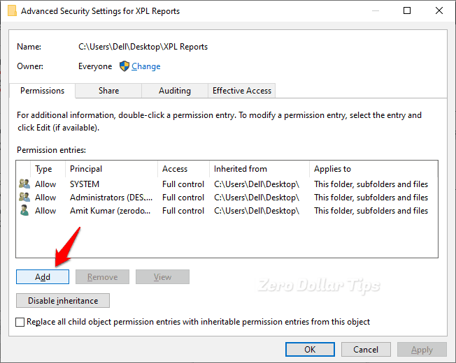 error applying security windows 10