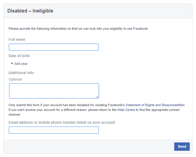 facebook account disabled