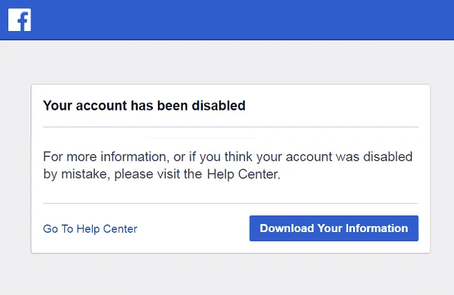 facebook account is disabled