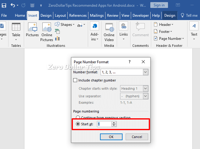 how to format page numbers in word for a thesis