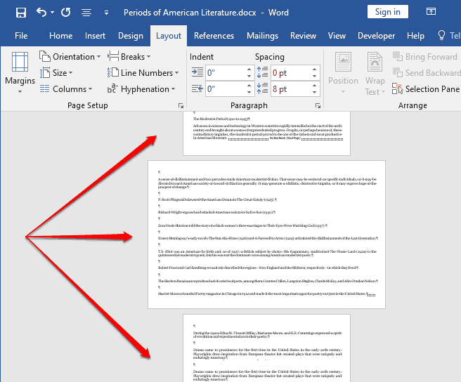 how to change orientation of one page in word 2016
