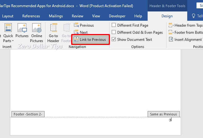 how to insert page number in word from specific page