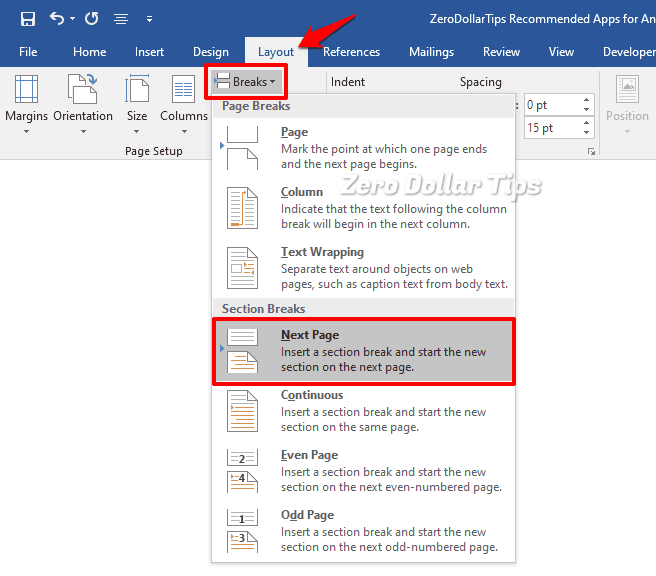 how to insert page in word document