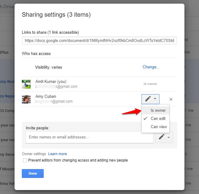 how to move google drive files to another account