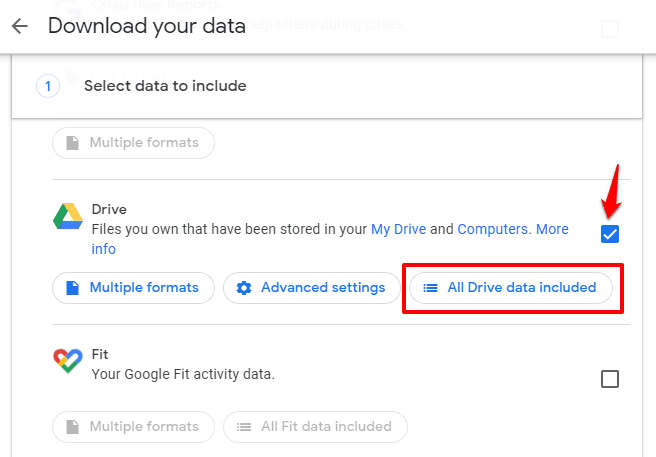 export list of all files in google drive