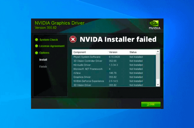 nvidia installer failed