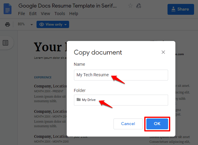 resume templates on google docs
