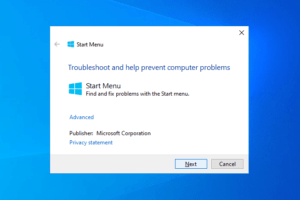 windows 10 start menu troubleshooter